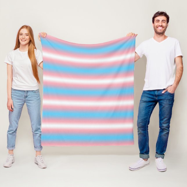 Transgender Pride Flag Pattern Design  Fleece Blanket (In Situ)
