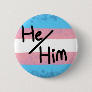 Transgender pride flag pronouns pin he/him