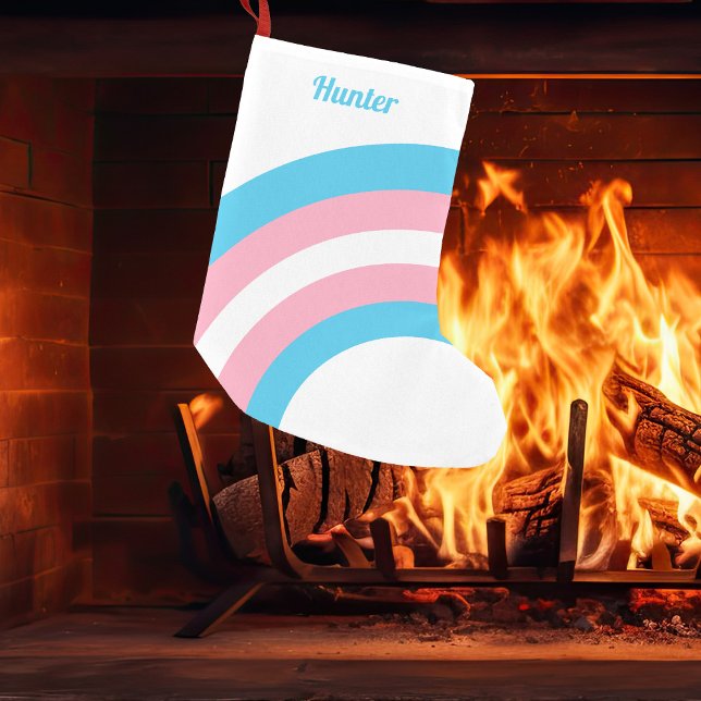 Transgender Pride Flag Rainbow Personalised Small Christmas Stocking (Creator Uploaded)