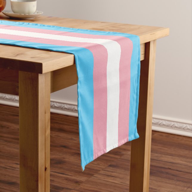 Transgender Pride Flag Short Table Runner (In Situ)