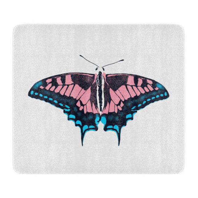 Transgender Pride Flag Swallowtail Butterfly Cutting Board (Front)