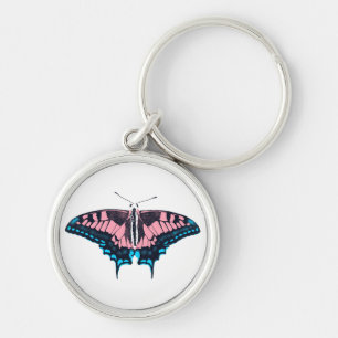 Transgender Pride Flag Swallowtail Butterfly Key Ring