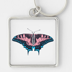Transgender Pride Flag Swallowtail Butterfly Key Ring