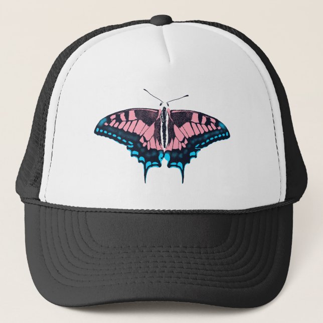 Transgender Pride Flag Swallowtail Butterfly Trucker Hat (Front)