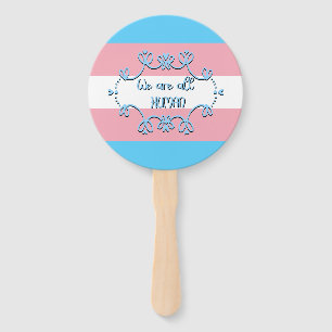 Transgender Pride Flag We Are All Human Hand Fan