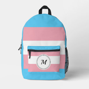Transgender pride flag with a custom initial  printed backpack