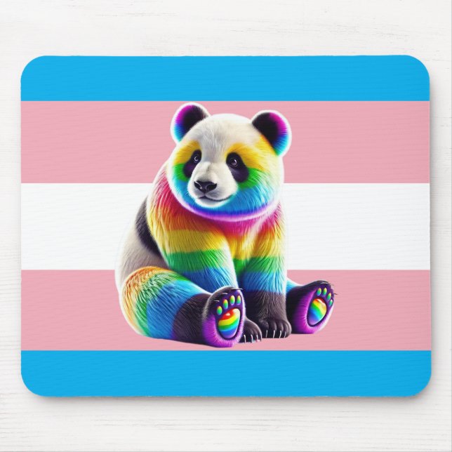 Transgender Pride Flag with Rainbow Panda Mouse Pad (Front)