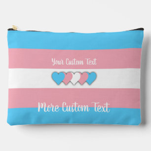 Transgender pride flag with text accessory pouch