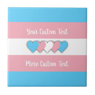 Transgender pride flag with text ceramic tile