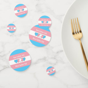 Transgender pride flag with text confetti