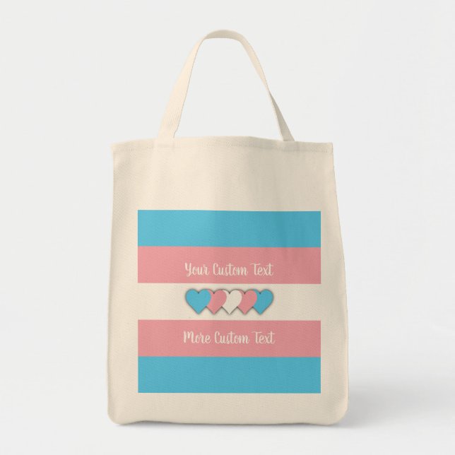 Transgender pride flag with text tote bag (Front)