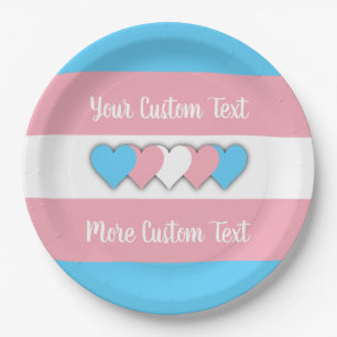 Transgender pride flag with texx paper plate