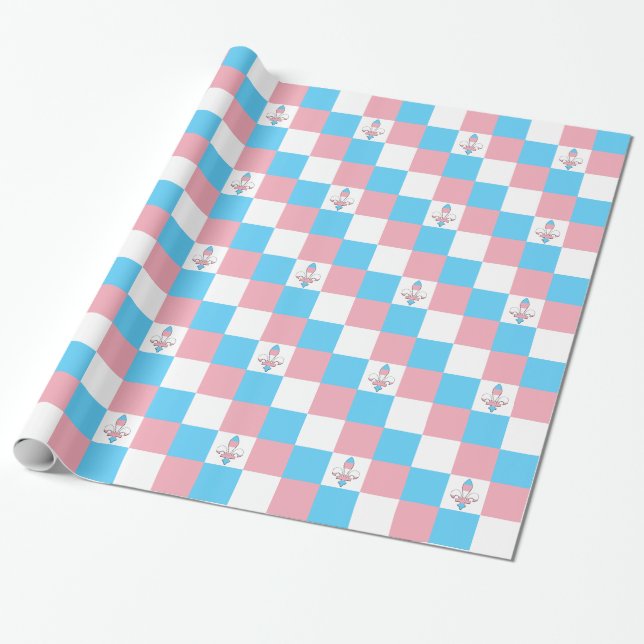 Transgender pride fleur-de-lis Wrapping Paper (Unrolled)