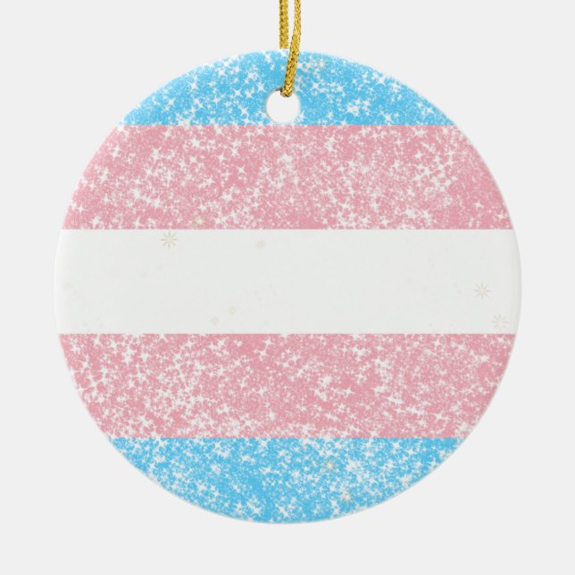 Transgender Pride Glitter Ceramic Tree Decoration (Front)