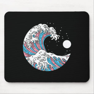 Transgender Pride Lgbtq Trans Flag - Japanese Wave Mouse Pad