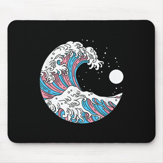 Transgender Pride Lgbtq Trans Flag - Japanese Wave Mouse Pad (Front)