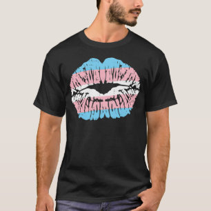 Transgender Pride Lips Kiss Trans Flag Transseual T-Shirt