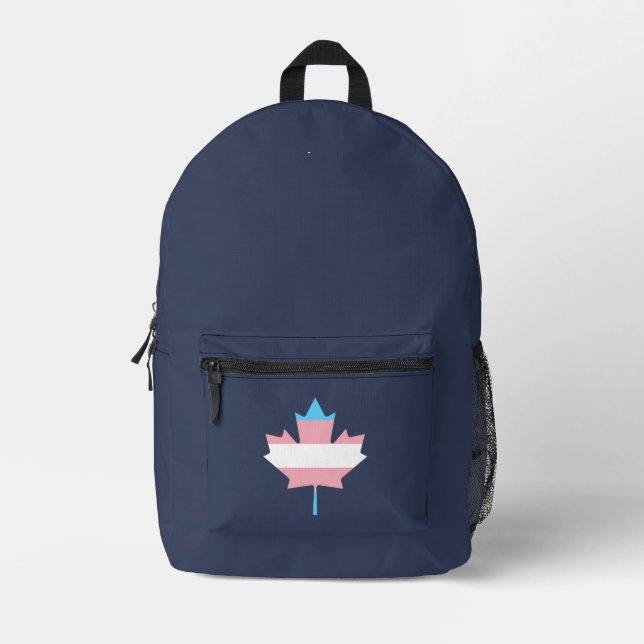 Transgender pride maple leaf  printed backpack (Front)