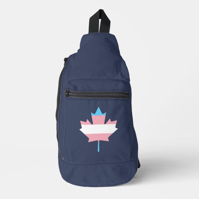 Transgender pride maple leaf T-Shirt Sling Bag (Front)