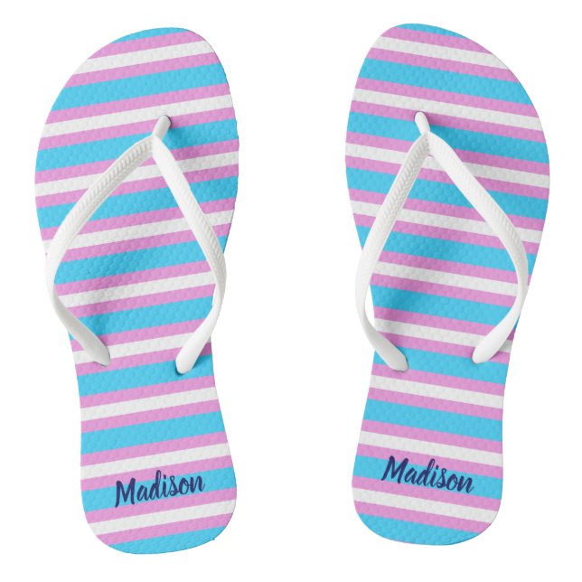 Transgender Pride Parade Striped Flag Monogram Jandals (Footbed)