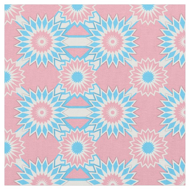 Transgender Pride seamless pink flower pattern Fabric (Close Up)