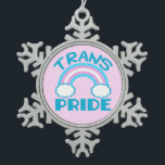 Transgender Pride Snowflake Pewter Christmas Ornament<br><div class="desc">Trans pride with a beautiful rainbow made with the colours of the trans pride flag colours blue,  pink,  and white.</div>
