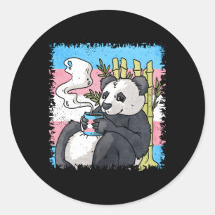 Transgender Pride Trans Flag Panda Coffee Sublte L Classic Round Sticker
