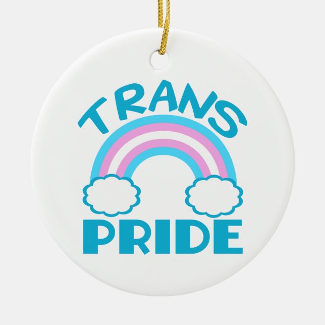 Transgender Pride Trans Rainbow Christmas Ceramic Tree Decoration (Front)