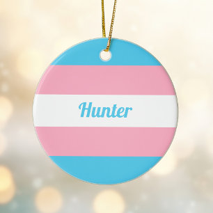 Transgender Rainbow Cute Personalised Christmas Ceramic Tree Decoration