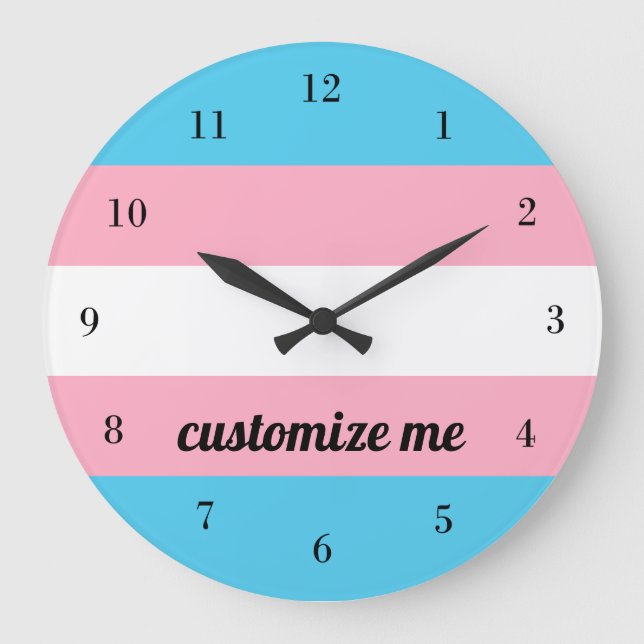 Transgender Rainbow Flag Custom Large Clock (Front)