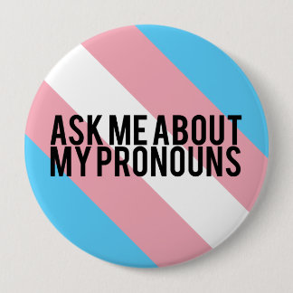 Transgender Striped Pronouns 10 Cm Round Badge