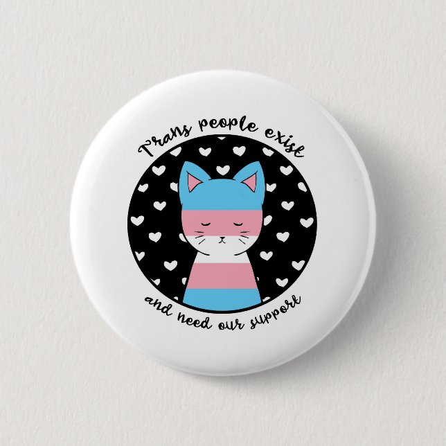 Transgender Support Kitty 6 Cm Round Badge (Front)