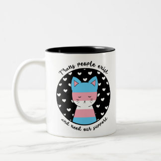 Transgender Support Kitty Two-Tone Coffee Mug