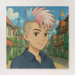 Transgender with Mohawk Anime Person | LGBTQIA   Jigsaw Puzzle<br><div class="desc">Cute anime transgender person with a pink,  blue and white Mohawk puzzle.</div>
