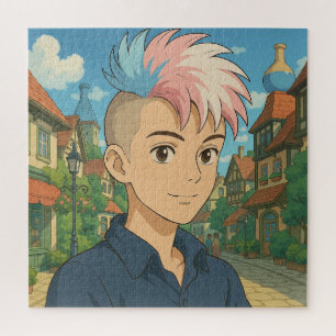 Transgender with Mohawk Anime Person   LGBTQIA+  Jigsaw Puzzle