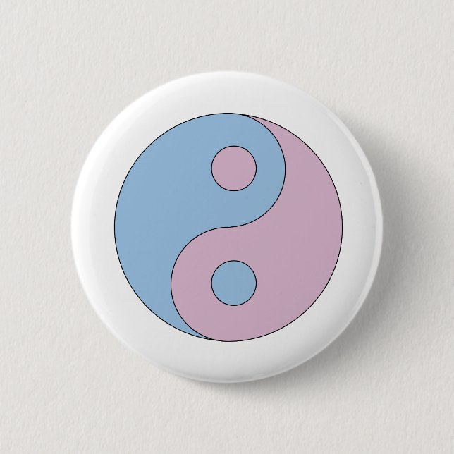 Transgender Yin Yang Symbol 6 Cm Round Badge (Front)