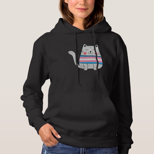 Transgenger Flag LGBTQ Cats Pride Cat Hoodie (Front)