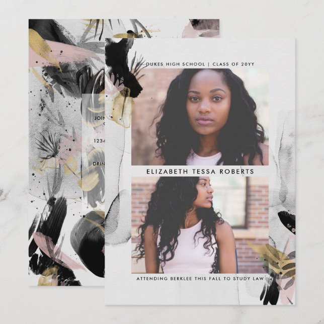 Transience Abstract Graduation Announcement (Front/Back)