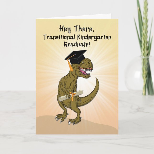 Transitional Kindergarten Graduation TRex Dinosaur Card (Front)