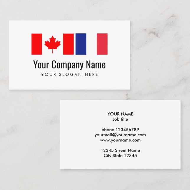 Translation Canadian English French translator Business Card (Front/Back)