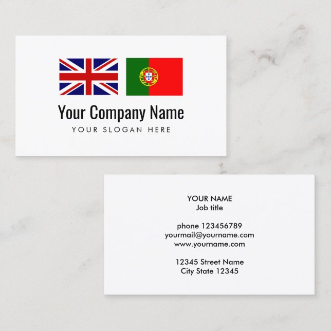 Translation services English Portuguese translator Business Card (Front/Back)