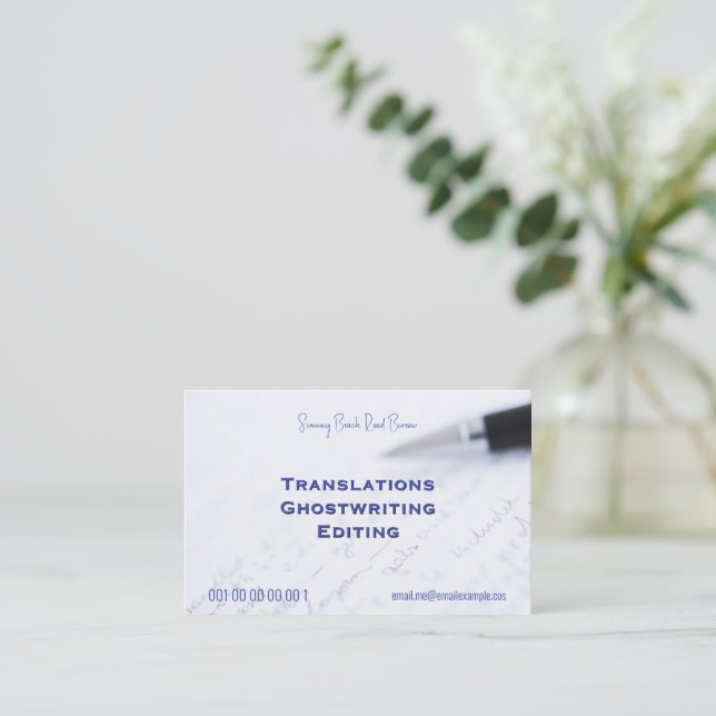 Translator and ghostwriter business card (Standing Front)