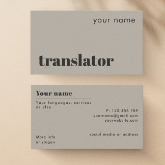 Translator translations modern Business Card