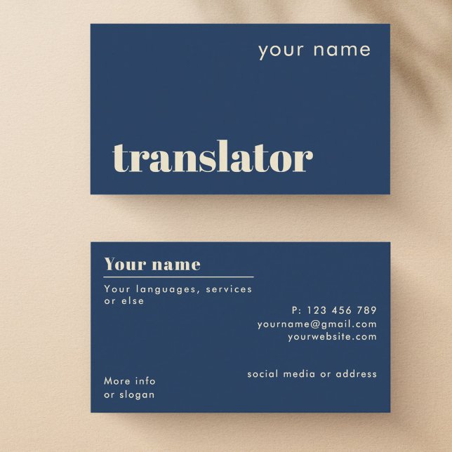 Translator translations modern Business Card (Creator Uploaded)