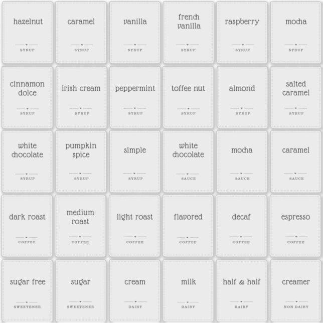 Translucent Clear 2x2.5" Coffee Bar Label Stickers (Front)