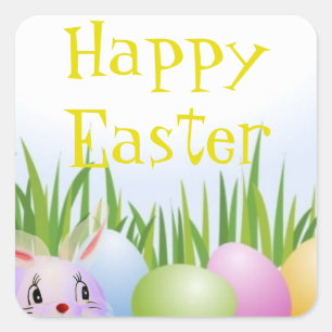 Translucent Easter Bunny Easter Egg Hunt Square Sticker