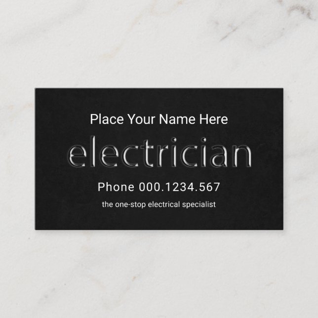 Translucent Electrician Signage Black Grunge Business Card (Front)