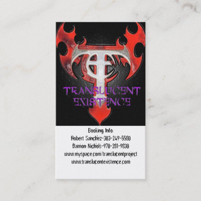 Translucent Existence Biz Cards (Front)