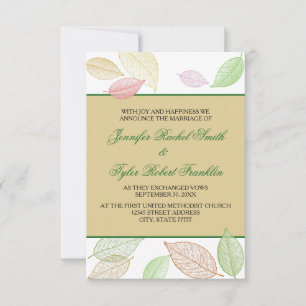 Translucent Fall Leaves - 3x5 Wedding Announcement