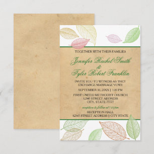 Translucent Fall Leaves - 3X5 Wedding/Reception Invitation